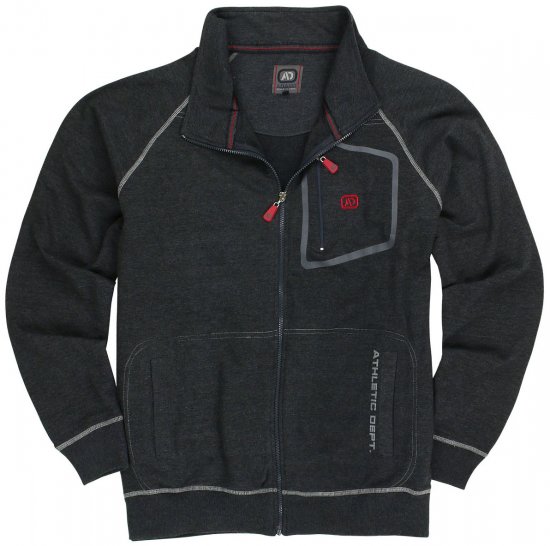 Adamo Manuel Sweatshirt with Zipper Charcoal - Mikiny & mikiny s kapucí - Mikiny & Mikiny s kapucí 2XL-12XL