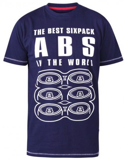 D555 Marco Best Sixpack Abs Crew Neck Printed T-Shirt Navy - Trička - Trička nadměrné velikosti - 2XL-14XL