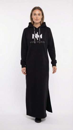 Nora Mikken MARI Maxi Hoodie Dress Black - Mikiny & mikiny s kapucí - 