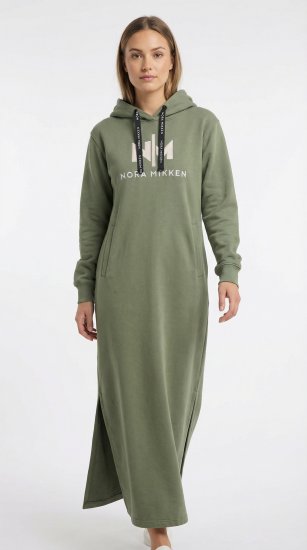 Nora Mikken MARI Maxi Hoodie Dress Green - Mikiny & mikiny s kapucí - 