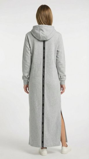Nora Mikken MARI Maxi Hoodie Dress Grey - Mikiny & mikiny s kapucí - 