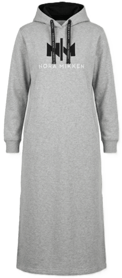 Nora Mikken MARI Maxi Hoodie Dress Grey - Mikiny & mikiny s kapucí - 