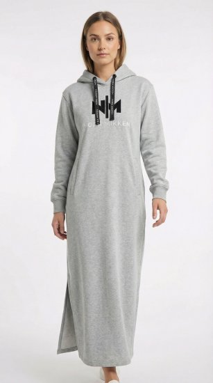 Nora Mikken MARI Maxi Hoodie Dress Grey - Mikiny & mikiny s kapucí - 
