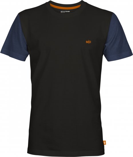 Motley Denim Vigo Colored Short Sleeve T-Shirt Black/Dark Indigo - Trička - Trička nadměrné velikosti - 2XL-14XL