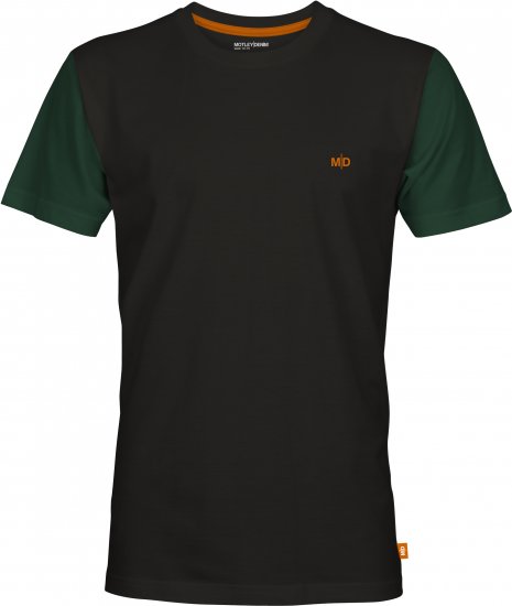 Motley Denim Vigo Colored Short Sleeve T-Shirt Black/Racing Green - Trička - Trička nadměrné velikosti - 2XL-14XL