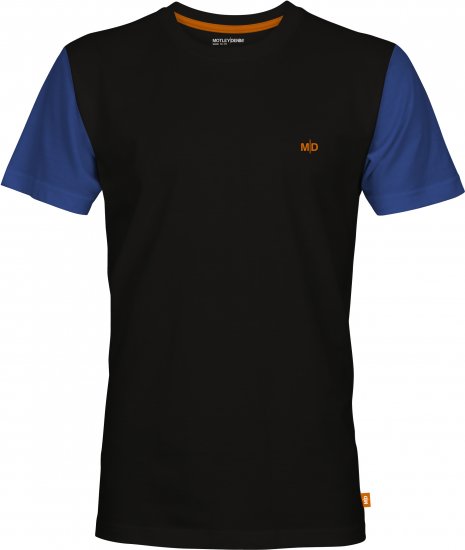 Motley Denim Vigo Colored Short Sleeve T-Shirt Black/Royal Blue - Trička - Trička nadměrné velikosti - 2XL-14XL