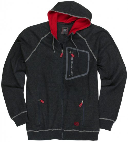 Adamo Michael Hoodie with Zipper Charcoal - Mikiny & mikiny s kapucí - Mikiny & Mikiny s kapucí 2XL-12XL