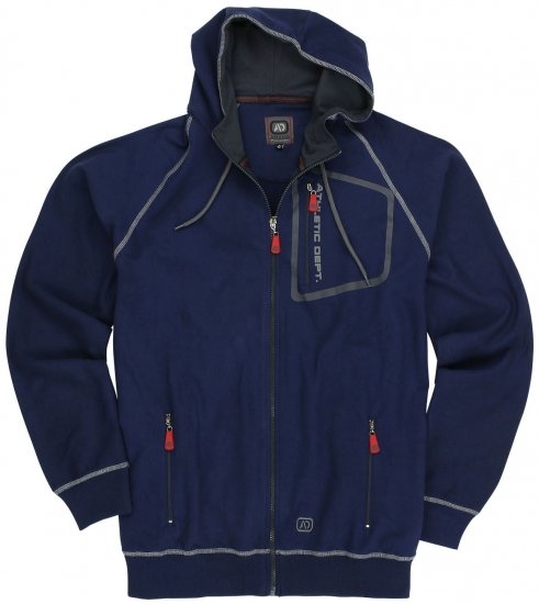 Adamo Michael Hoodie with Zipper Navy - Mikiny & mikiny s kapucí - Mikiny & Mikiny s kapucí 2XL-12XL