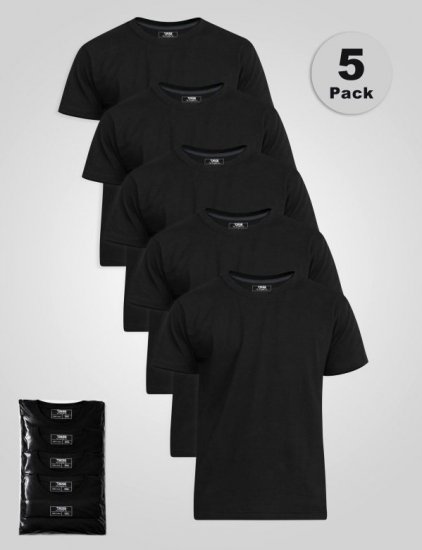 D555 Smartly Tričko kulatý výstřih Černá 5 kusy - Trička - Trička nadměrné velikosti - 2XL-14XL