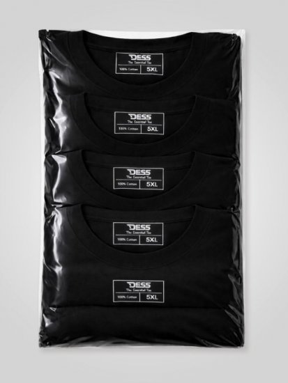 D555 Smartly Tričko kulatý výstřih Černá 5 kusy - Trička - Trička nadměrné velikosti - 2XL-14XL