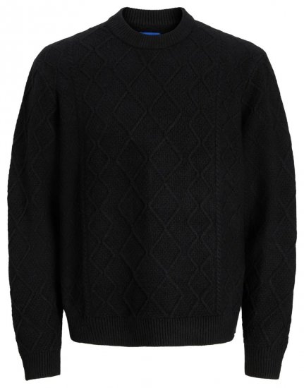 Jack & Jones Cambridge Cable Knit Sweater Black - Mikiny & mikiny s kapucí - Mikiny & Mikiny s kapucí 2XL-12XL