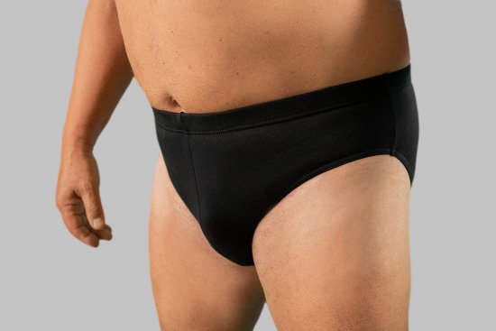 20 Nodi Stretch Cotton Briefs with Embroidered Side Label Black - Spodní prádlo - Spodní Prádlo Nadměrné Velikosti 2XL-8XL