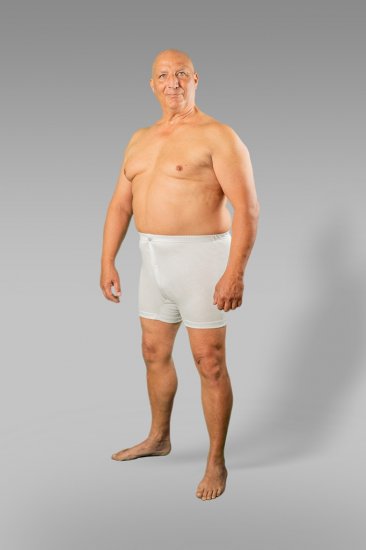 20 Nodi Combed Cotton Jersey Boxer with Front Button Fly White - Spodní prádlo - Spodní Prádlo Nadměrné Velikosti 2XL-8XL