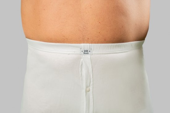 20 Nodi Combed Cotton Jersey Boxer with Front Button Fly White - Spodní prádlo - Spodní Prádlo Nadměrné Velikosti 2XL-8XL