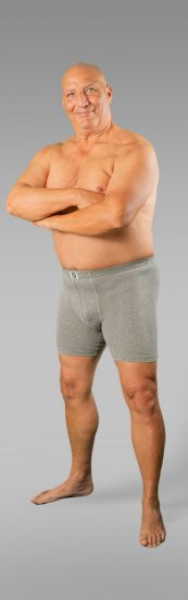 20 Nodi Stretch Cotton Boxer with Embroidered Long Leg Grey - Spodní prádlo - Spodní Prádlo Nadměrné Velikosti 2XL-8XL