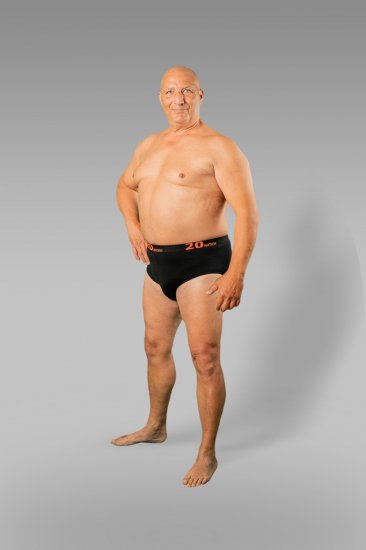 20 Nodi Stretch Cotton Briefs with Medium Side Cut Black - Spodní prádlo - Spodní Prádlo Nadměrné Velikosti 2XL-8XL