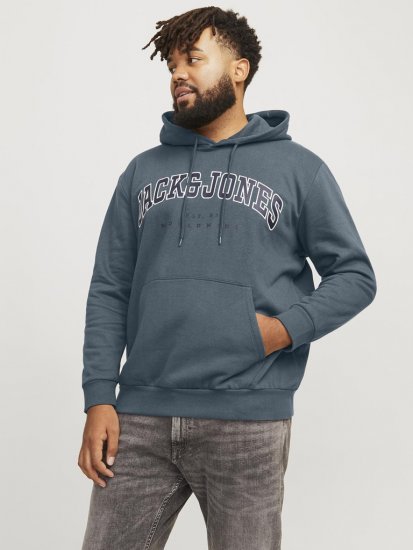 Jack & Jones CALEB Hoodie Blue - Mikiny & mikiny s kapucí - Mikiny & Mikiny s kapucí 2XL-12XL
