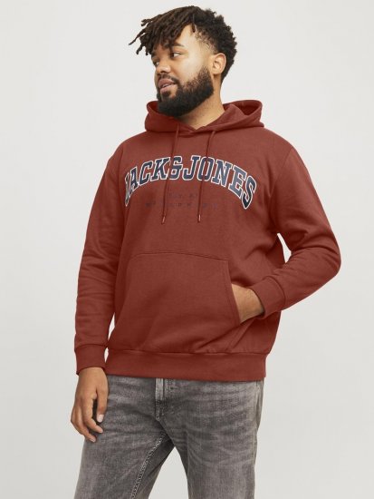 Jack & Jones CALEB Hoodie Red - Mikiny & mikiny s kapucí - Mikiny & Mikiny s kapucí 2XL-12XL