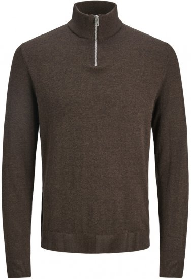 Jack & Jones Emil Knitted Pullover Brown - Mikiny & mikiny s kapucí - Mikiny & Mikiny s kapucí 2XL-12XL