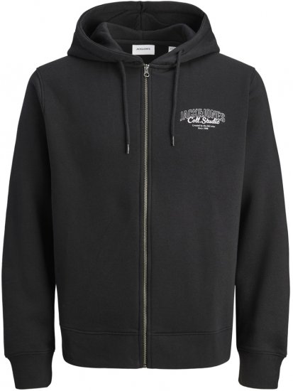 Jack & Jones Makoto Hoodie with Zipper Black - Mikiny & mikiny s kapucí - Mikiny & Mikiny s kapucí 2XL-12XL