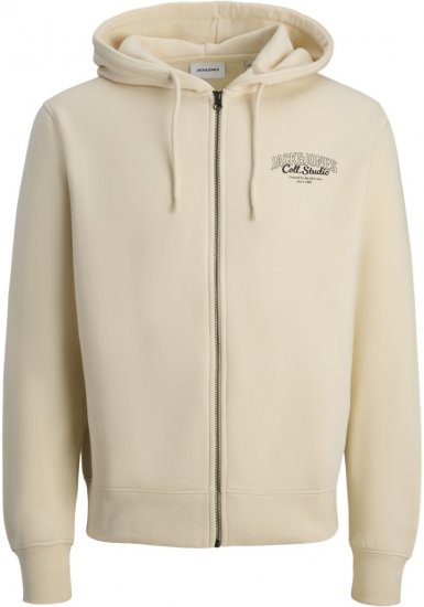 Jack & Jones Makoto Hoodie with Zipper White - Mikiny & mikiny s kapucí - Mikiny & Mikiny s kapucí 2XL-12XL