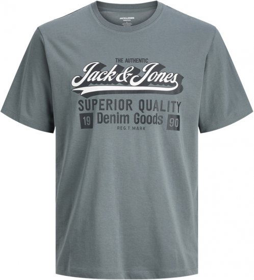 Jack & Jones Logo 2COL T-shirt Grey - Trička - Trička nadměrné velikosti - 2XL-14XL