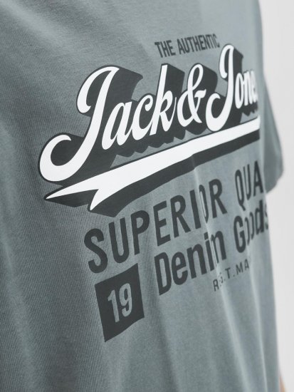 Jack & Jones Logo 2COL T-shirt Grey - Trička - Trička nadměrné velikosti - 2XL-14XL