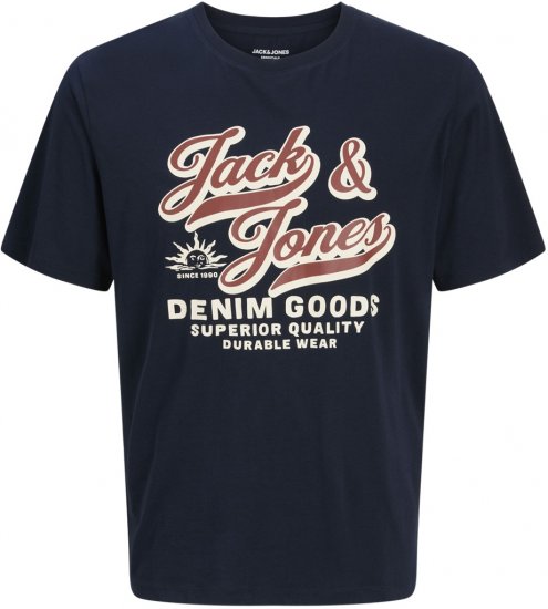 Jack & Jones Logo 2COL T-Shirt Blue - Trička - Trička nadměrné velikosti - 2XL-14XL