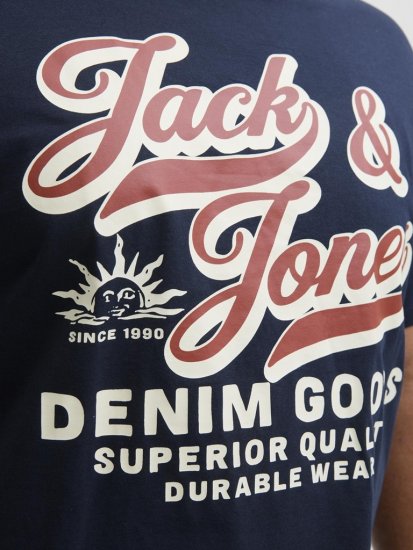 Jack & Jones Logo 2COL T-Shirt Blue - Trička - Trička nadměrné velikosti - 2XL-14XL