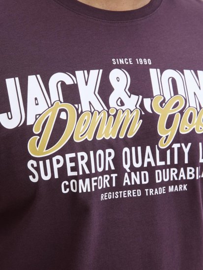 Jack & Jones Logo 2COL T-shirt Purple - Trička - Trička nadměrné velikosti - 2XL-14XL