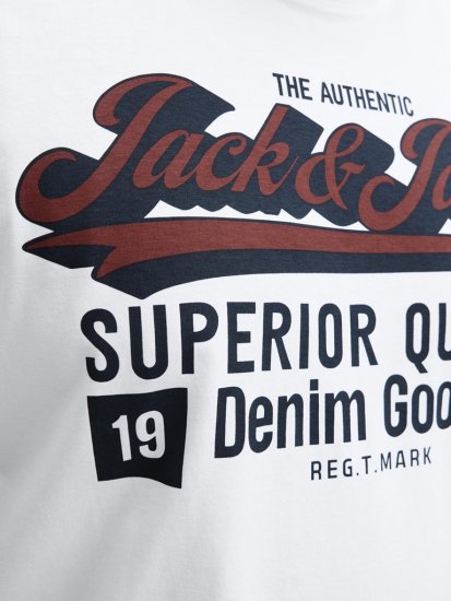 Jack & Jones Logo 2COL T-Shirt White - Trička - Trička nadměrné velikosti - 2XL-14XL