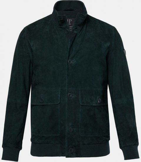 JP1880 Leather Jacket Suede with Stand-up Collar Dark Green - Bundy - Bundy Nadměrné Velikosti - 2XL-8XL
