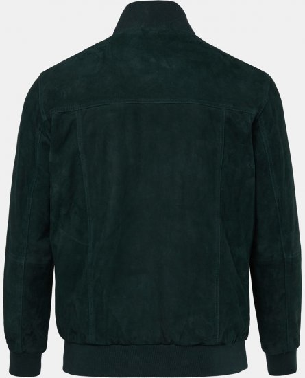 JP1880 Leather Jacket Suede with Stand-up Collar Dark Green - Bundy - Bundy Nadměrné Velikosti - 2XL-8XL