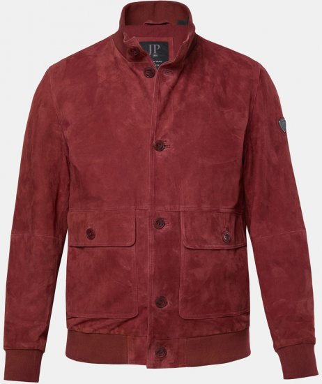 JP1880 Leather Jacket Suede with Stand-up Collar Red - Bundy - Bundy Nadměrné Velikosti - 2XL-8XL