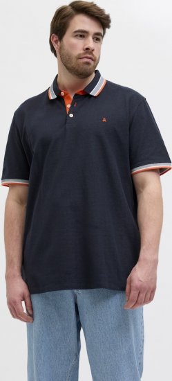 Jack & Jones Paulos Short Sleeve Polo Black Navy - Polokošile - Polokošile 2XL-8XL - Trička s límečkem 2XL-8XL