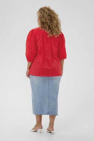 Kaffe Curve Karlia 3/4 Sleeve Blouse Red - Halenky - 