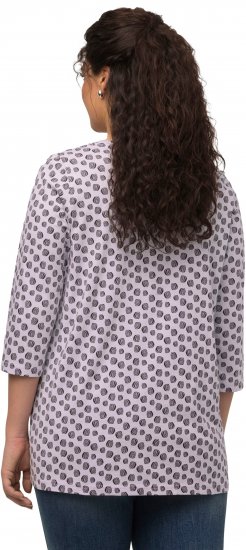 Ulla Popken Polka Dot 3/4 Sleeve Square Neck A-Line Tee Light Blue-Grey - Potištěná trička pro ženy - 