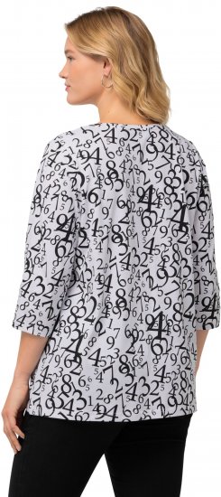 Ulla Popken Number Print 3/4 Sleeve Tee Snow White - Potištěná trička pro ženy - 
