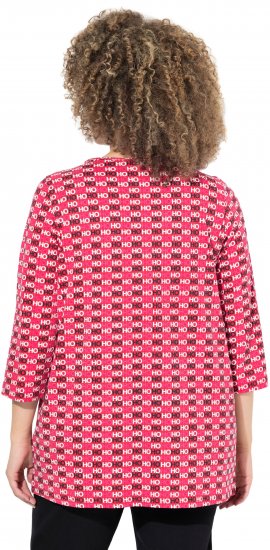 Ulla Popken Minimalist Ho Ho Ho Print 3/4 Sleeve Tee Salsa Red - Potištěná trička pro ženy - 