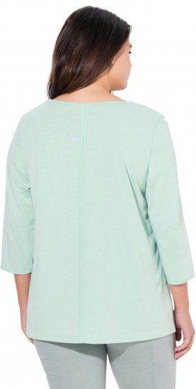 Ulla Popken Metallic Lettering 3/4 Sleeve Tee Mint Green - Potištěná trička pro ženy - 