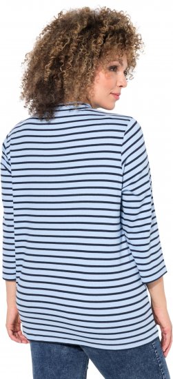 Ulla Popken Striped 3/4 Sleeve Turtleneck Tee Light Blue - Potištěná trička pro ženy - 