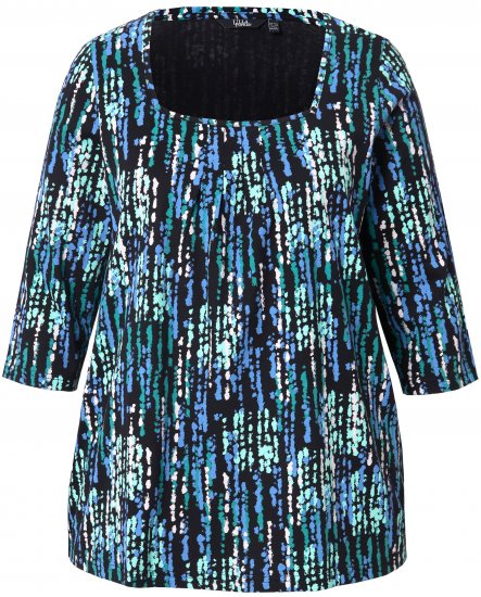 Ulla Popken Graphic Print Square Neck Tee Black - Potištěná trička pro ženy - 