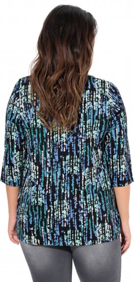 Ulla Popken Graphic Print Square Neck Tee Black - Potištěná trička pro ženy - 