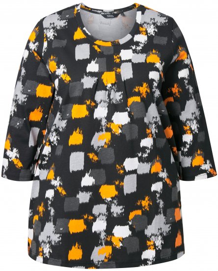 Ulla Popken Graphic Print 3/4 Sleeve Tee Black - Potištěná trička pro ženy - 