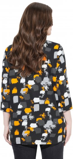 Ulla Popken Graphic Print 3/4 Sleeve Tee Black - Potištěná trička pro ženy - 