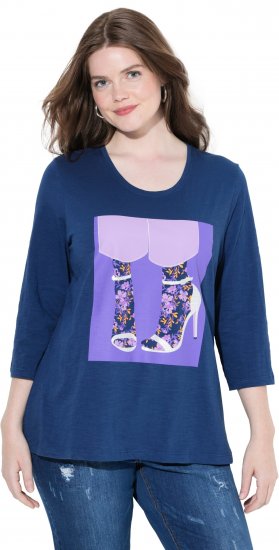 Ulla Popken Fashion Graphic T-Shirt Dark Blue - Potištěná trička pro ženy - 