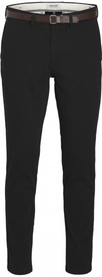 Jack & Jones Marco Adam Belted Slim Fit Chino Pants Black - Džíny & kalhoty - Džíny a Kalhoty - W40-W70