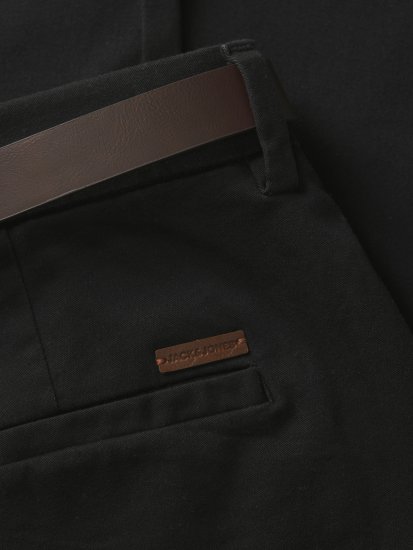 Jack & Jones Marco Adam Belted Slim Fit Chino Pants Black - Džíny & kalhoty - Džíny a Kalhoty - W40-W70