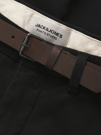 Jack & Jones Marco Adam Belted Slim Fit Chino Pants Black - Džíny & kalhoty - Džíny a Kalhoty - W40-W70