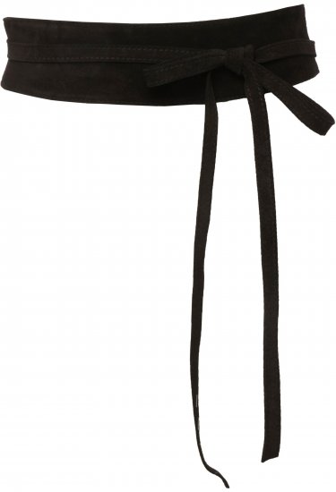 Ulla Popken Leather Tie Belt Black - Dámské pásky - 
